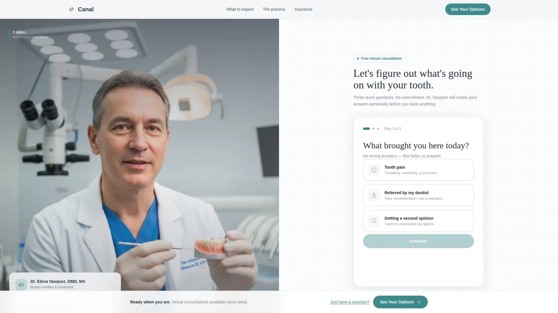 Endodontist Expert Booking Website Template
