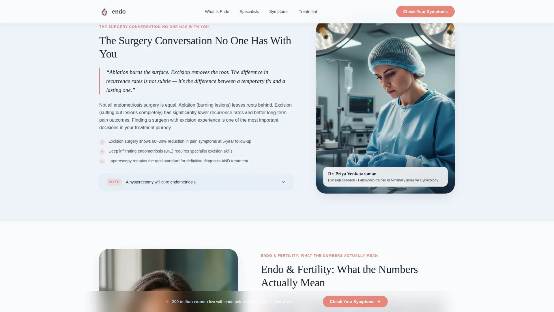 Endometriosis Care Education Website Template