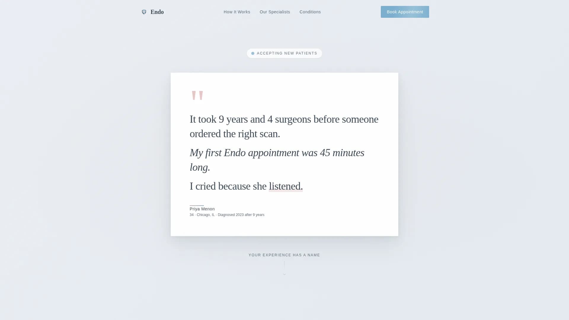 Endometriosis Care Booking Website Template