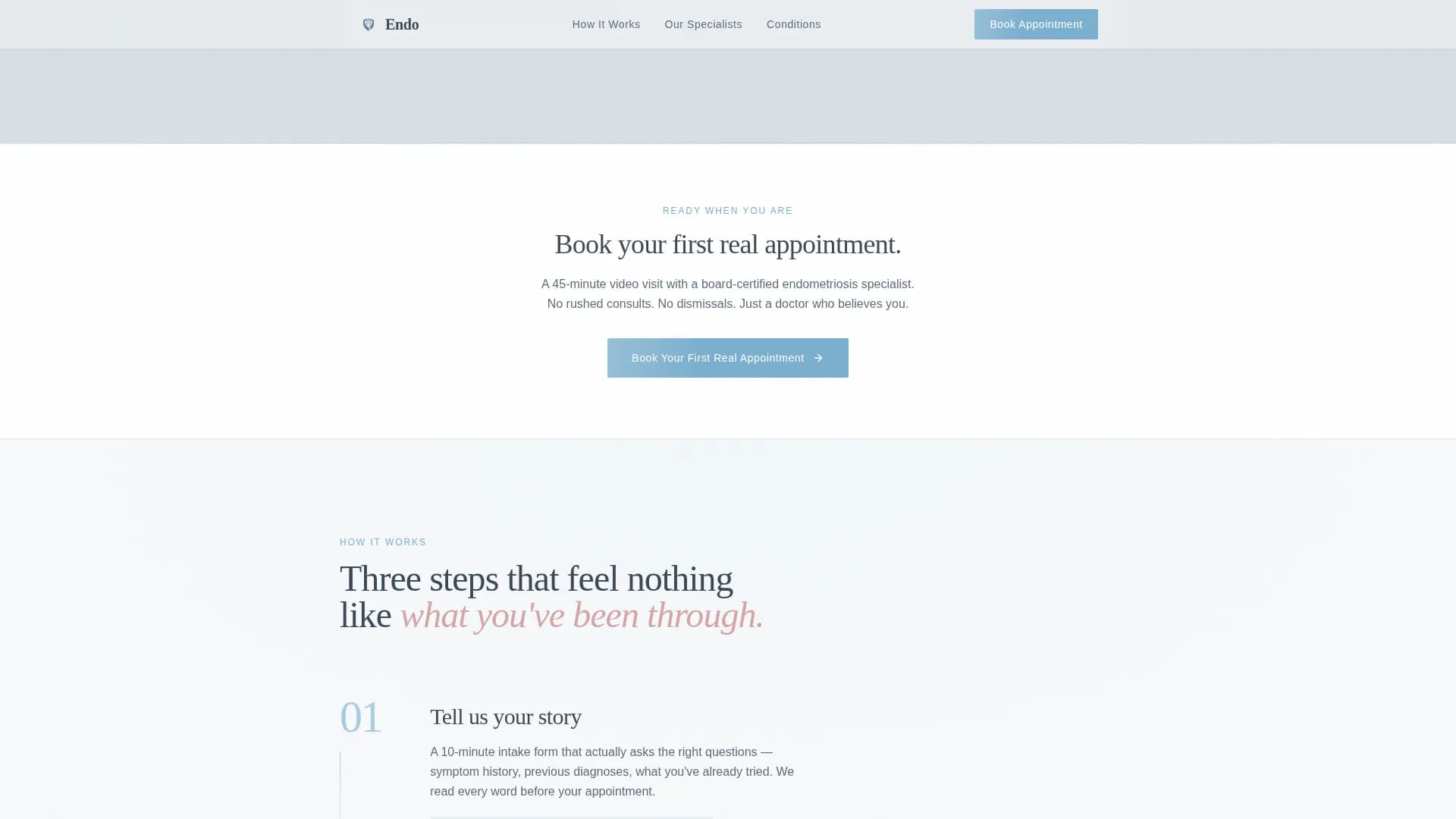 Endometriosis Care Booking Website Template