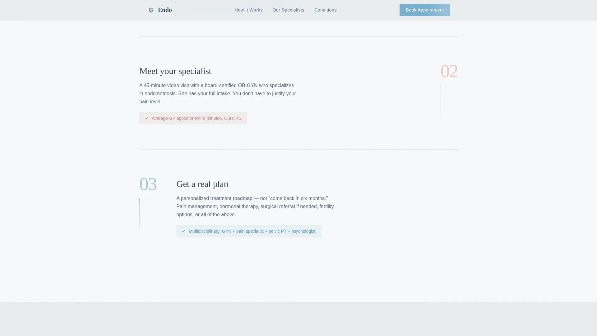 Endometriosis Care Booking Website Template