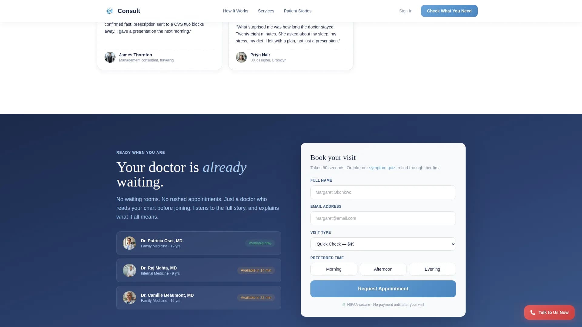 Consult - Virtual Services Landing page Template