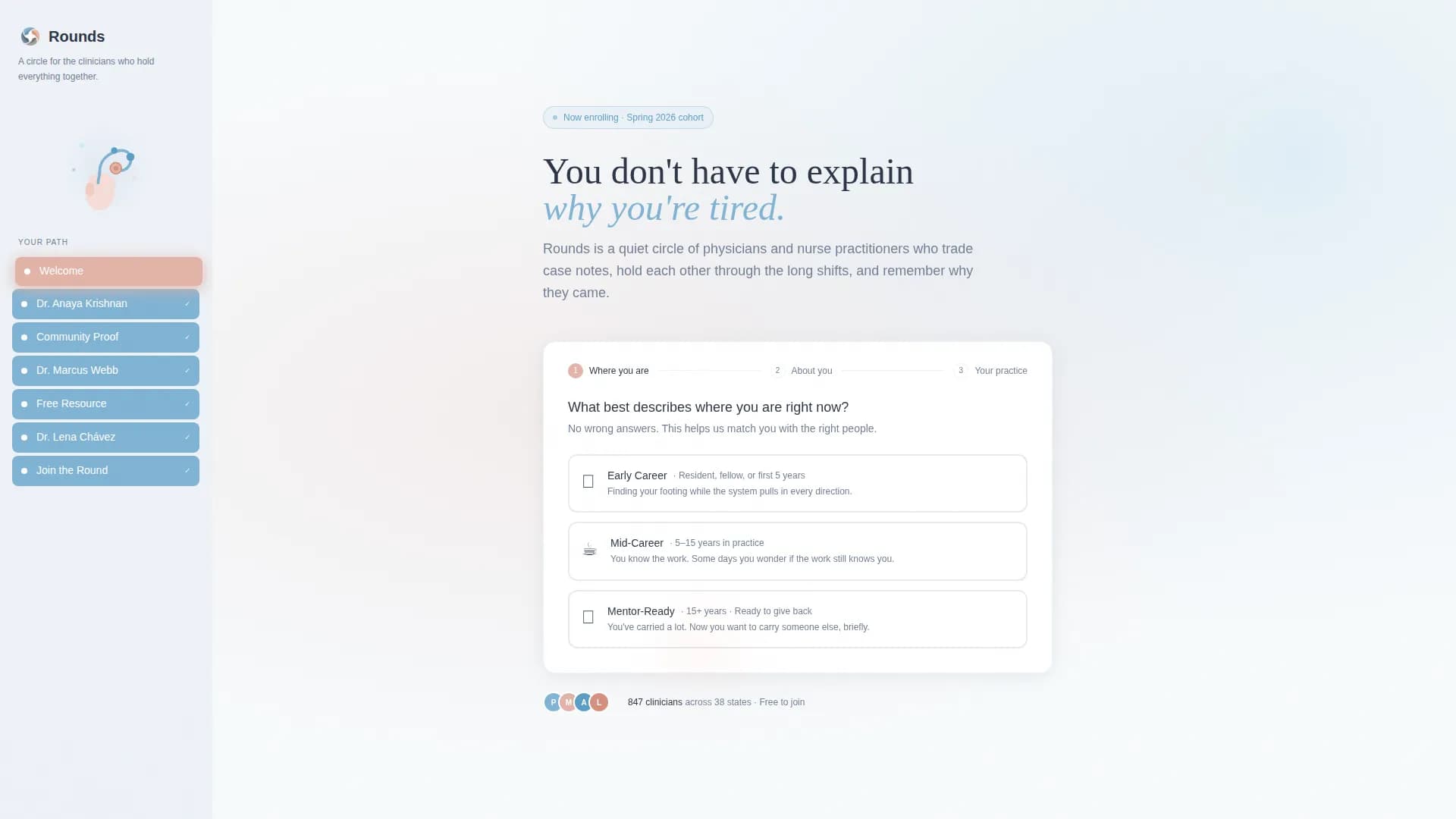 Rounds - Support Community Landing page Template