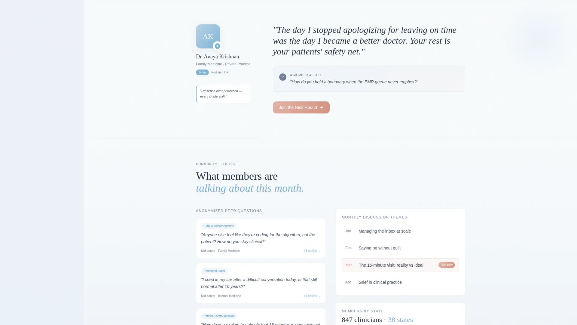 Rounds - Support Community Landing page Template