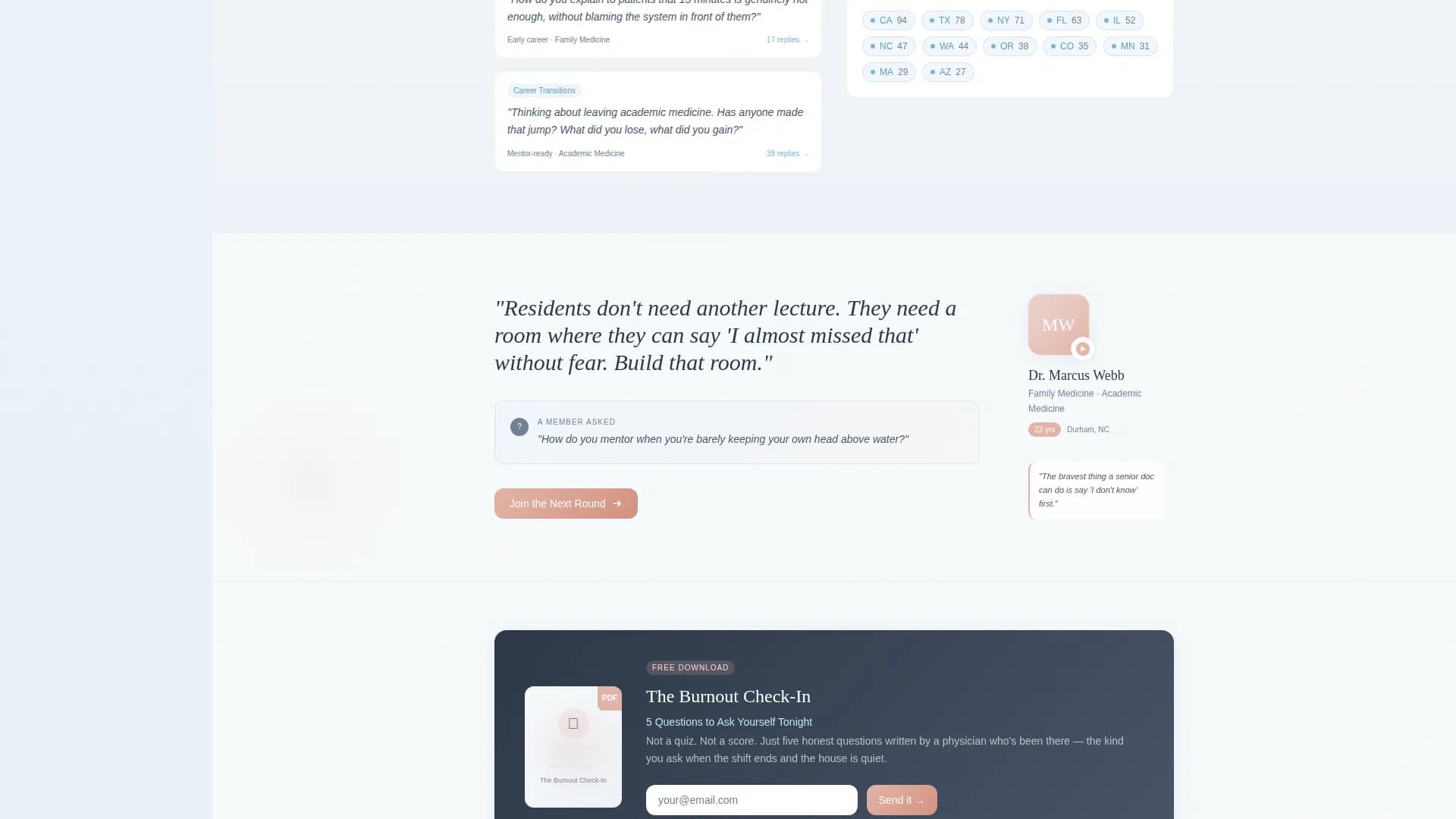 Rounds - Support Community Landing page Template