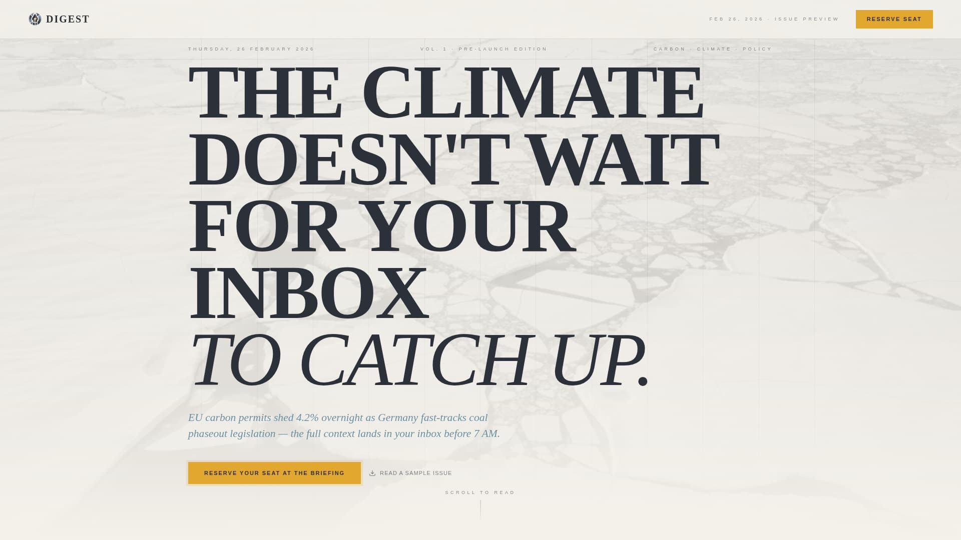 Climate & Sustainability Newsletter Pre-Launch Website Template