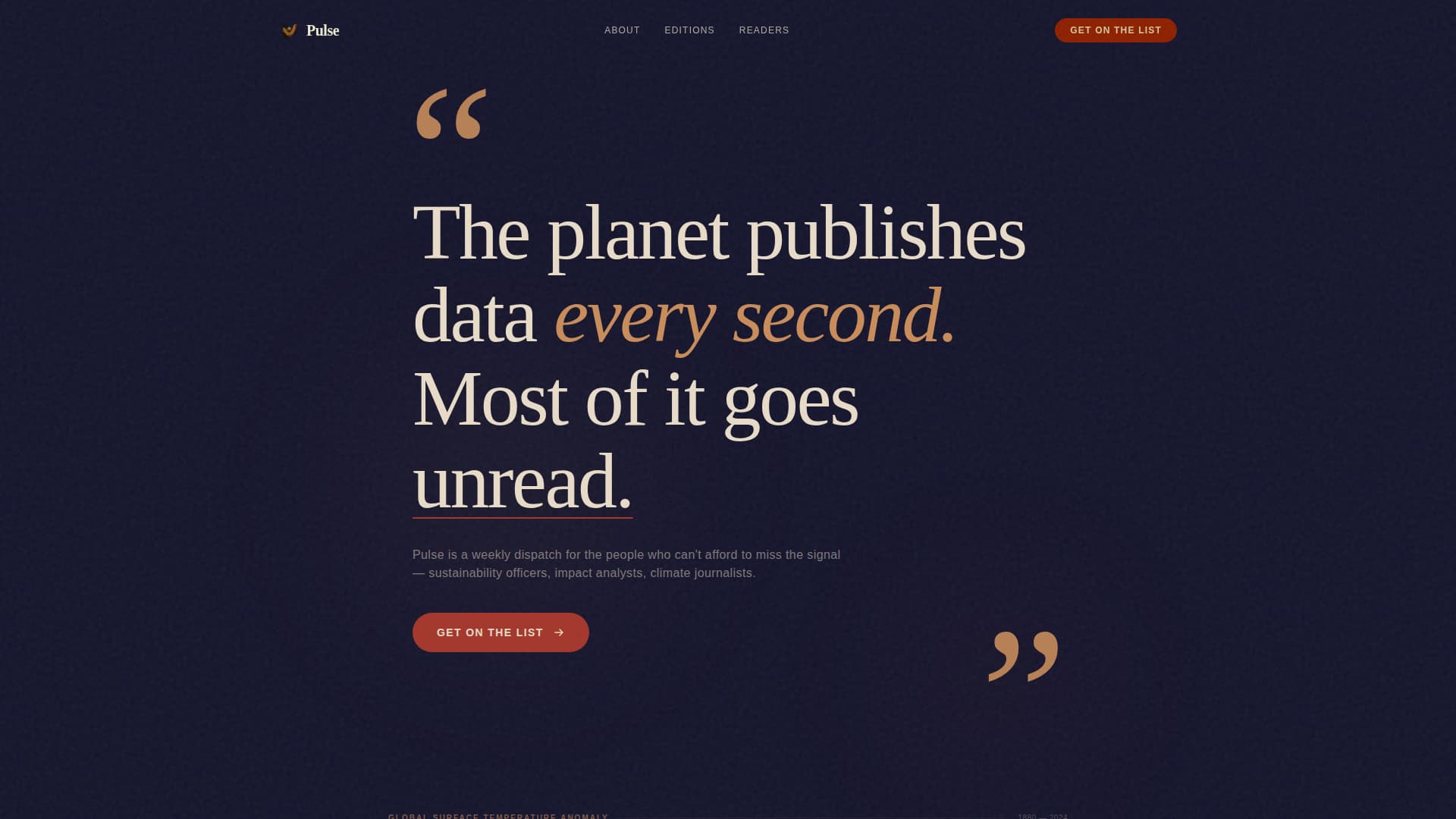 Climate & Sustainability Newsletter Pre-Launch Website Template