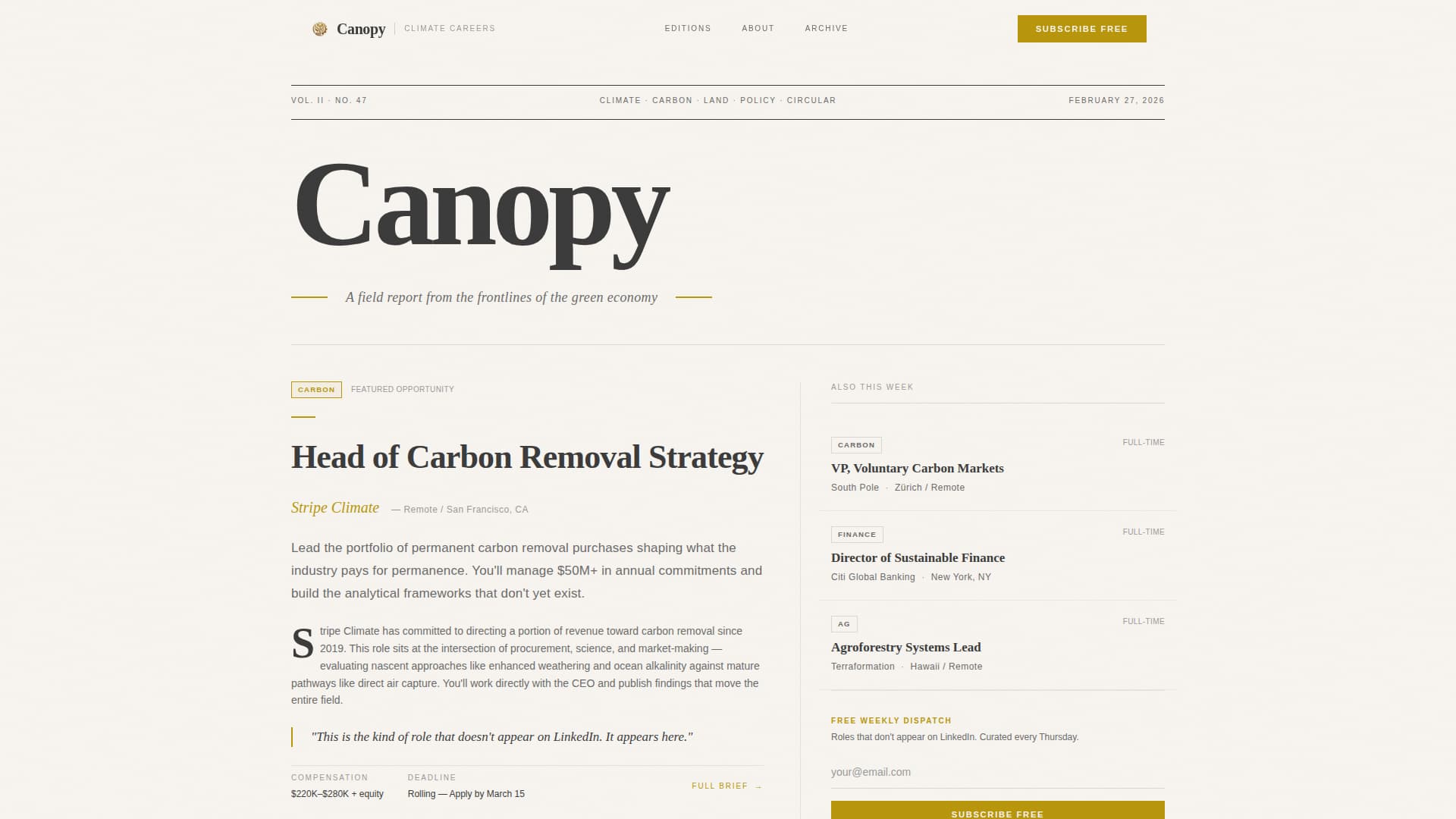 Climate & Sustainability Newsletter Blog Website Template