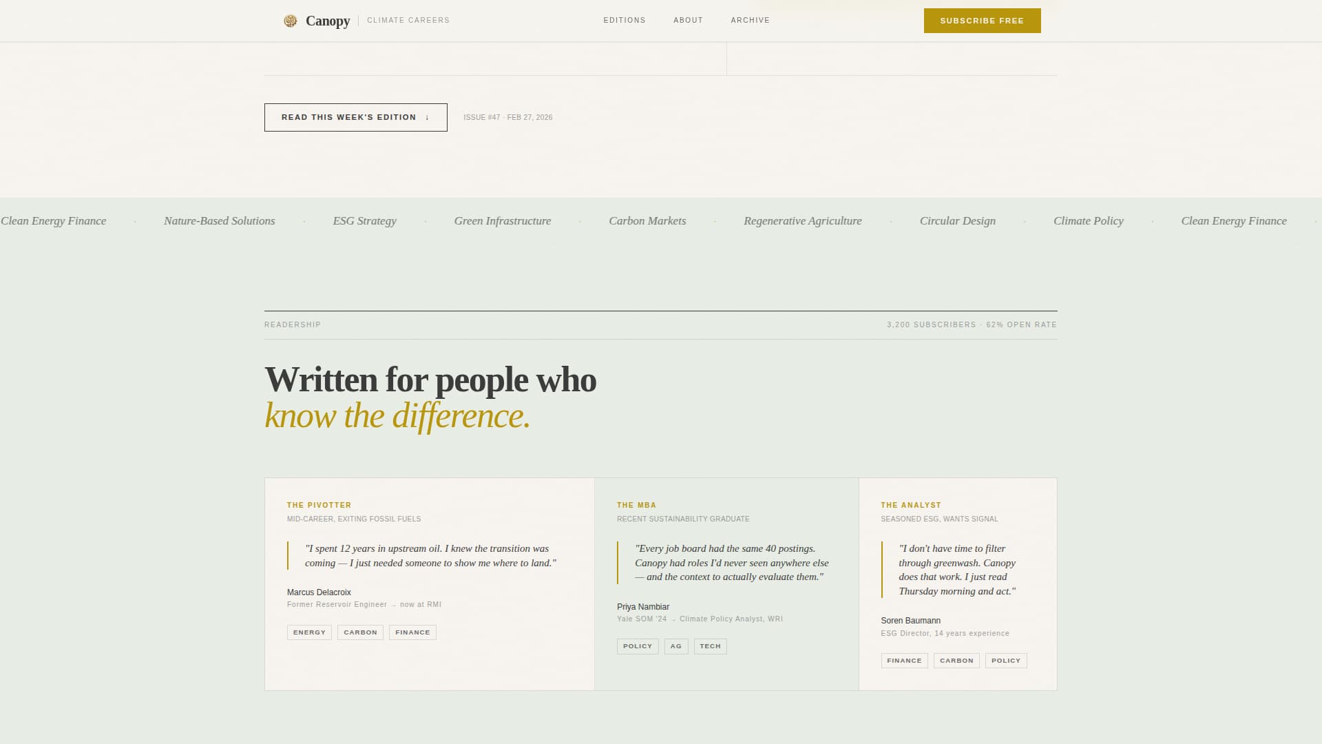 Climate & Sustainability Newsletter Blog Website Template
