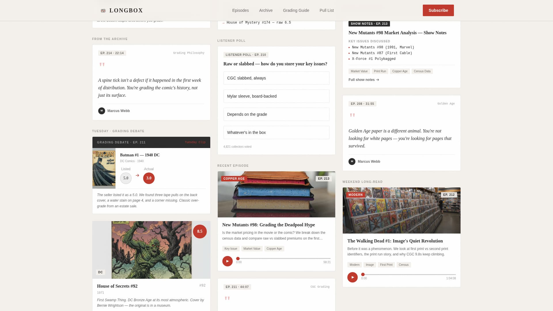 Longbox - Collectors Podcast Landing Page Template