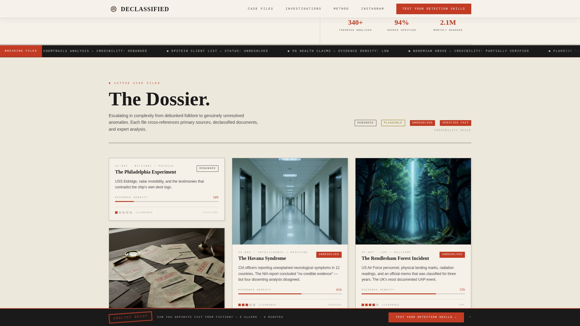 Conspiracy Theory Analysis Content Specialist Blog Website Template