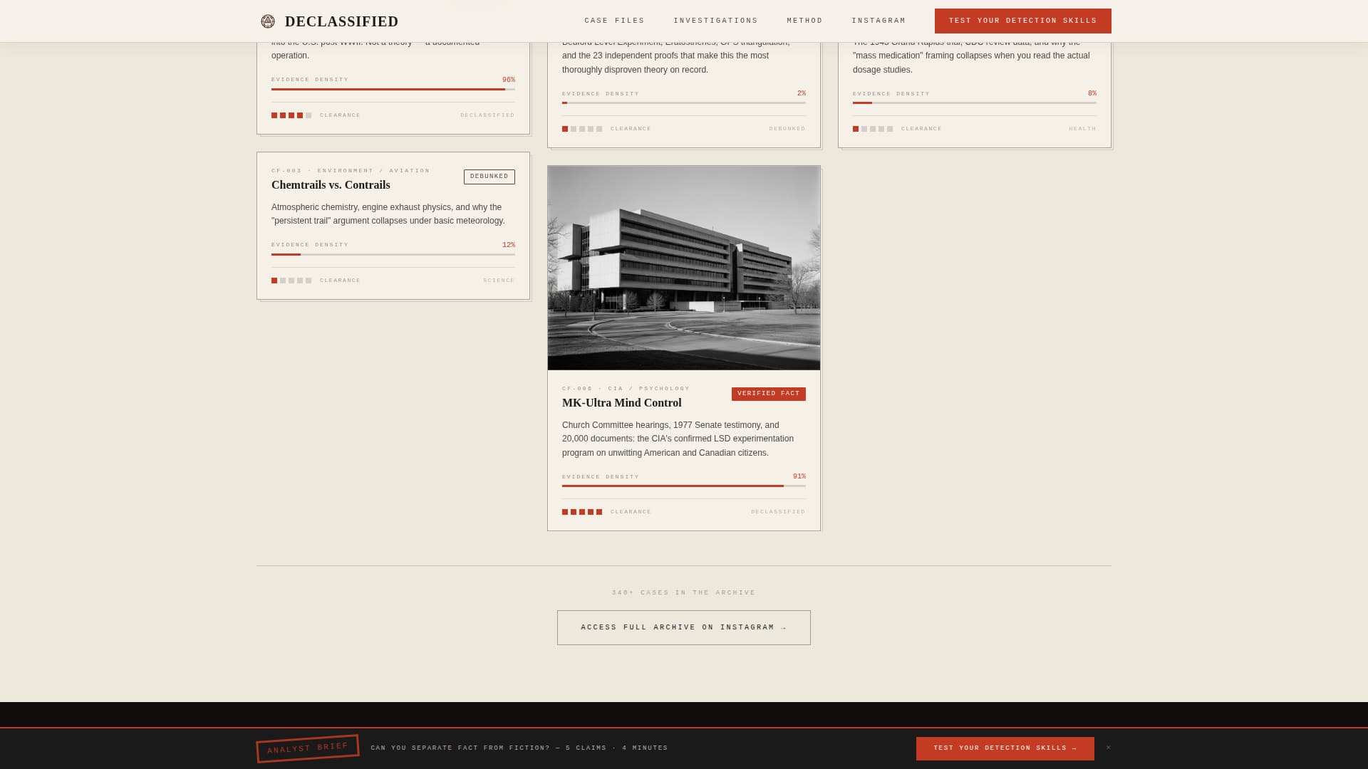 Conspiracy Theory Analysis Content Specialist Blog Website Template