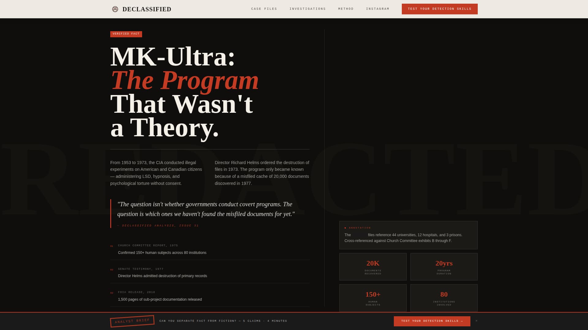 Conspiracy Theory Analysis Content Specialist Blog Website Template
