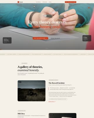 Conspiracy Theory Analysis Content Blog Website Template