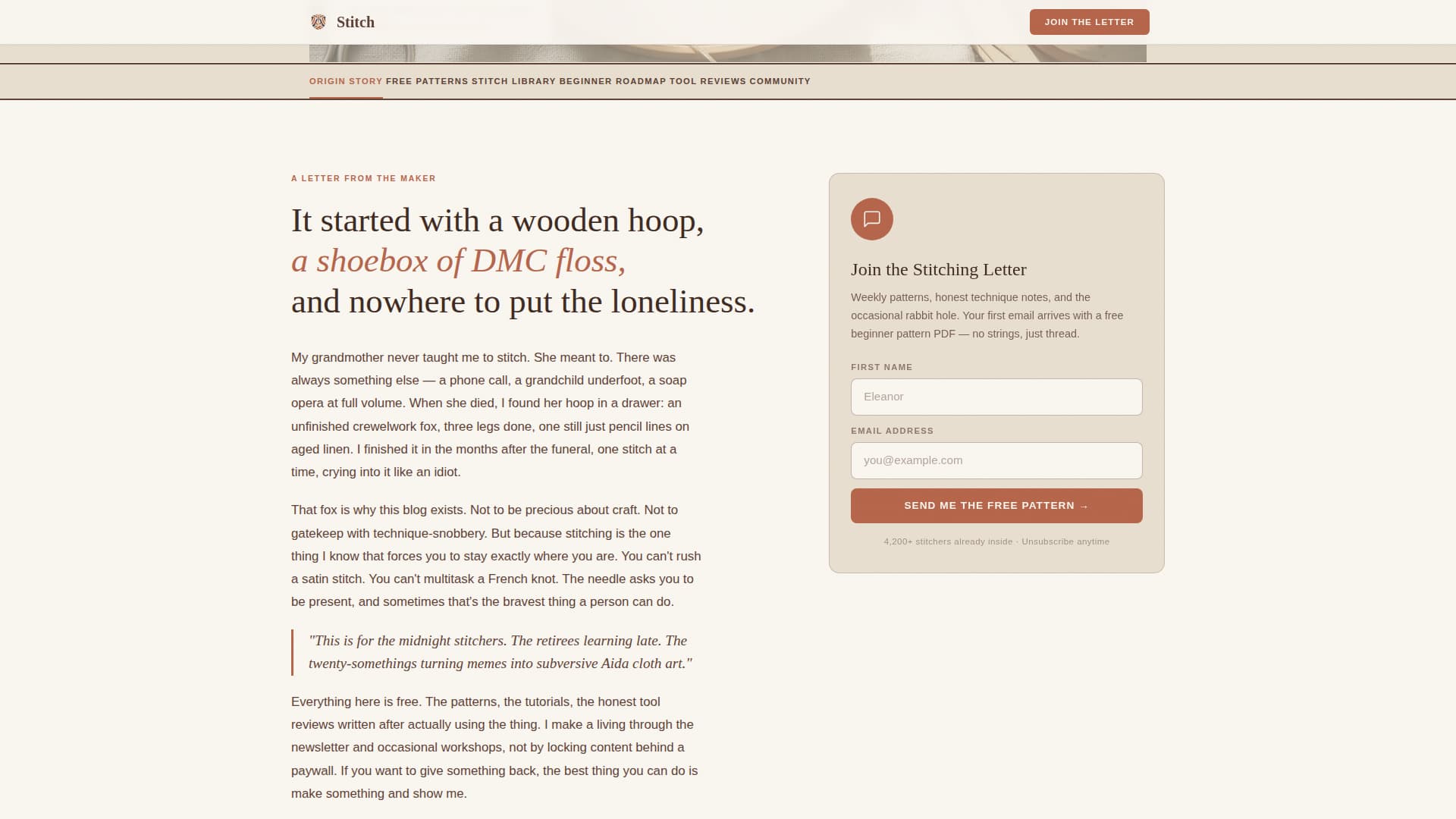 Cross-Stitch & Embroidery Content Blog Website Template