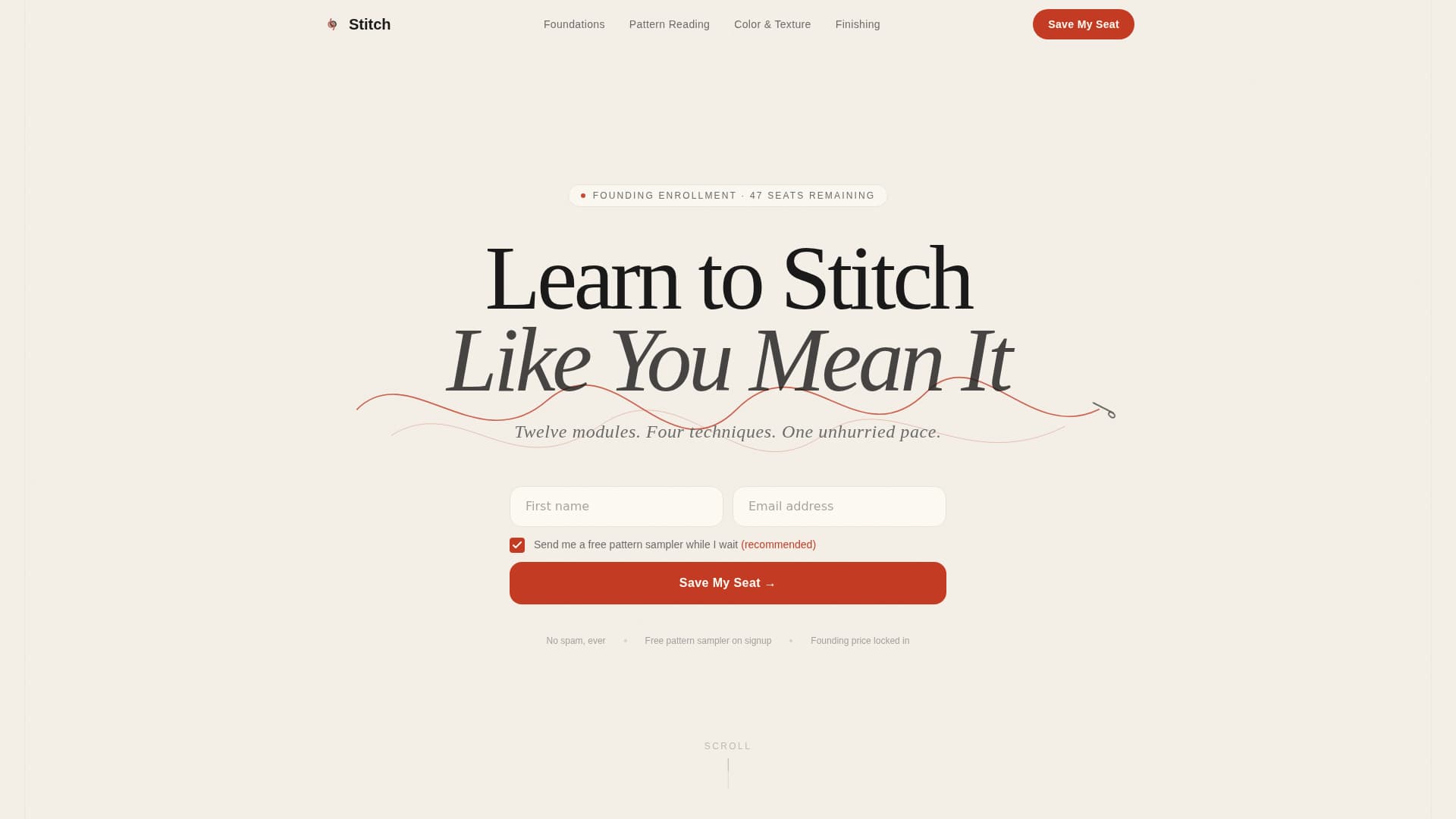 Stitch — Premier Textile Craftsmanship Landing Page Template