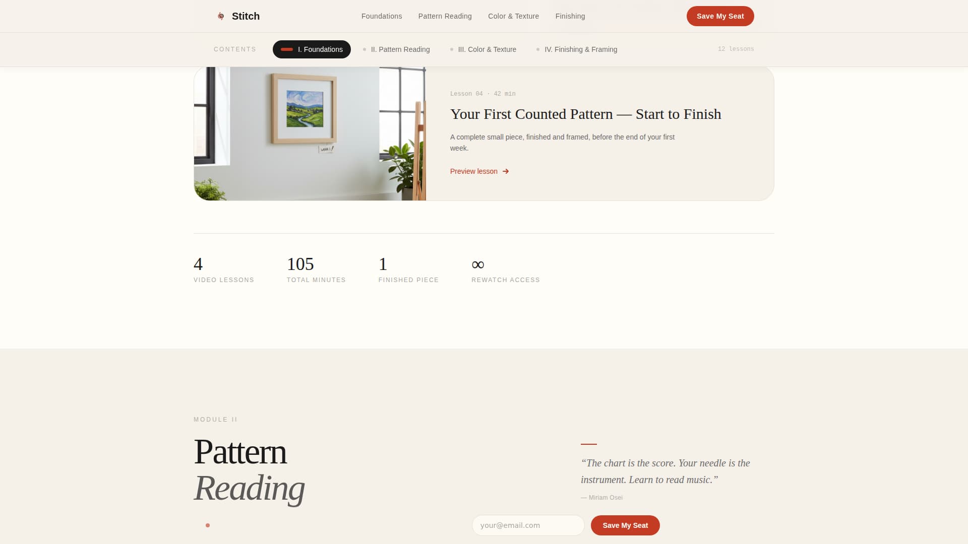 Stitch — Premier Textile Craftsmanship Landing Page Template