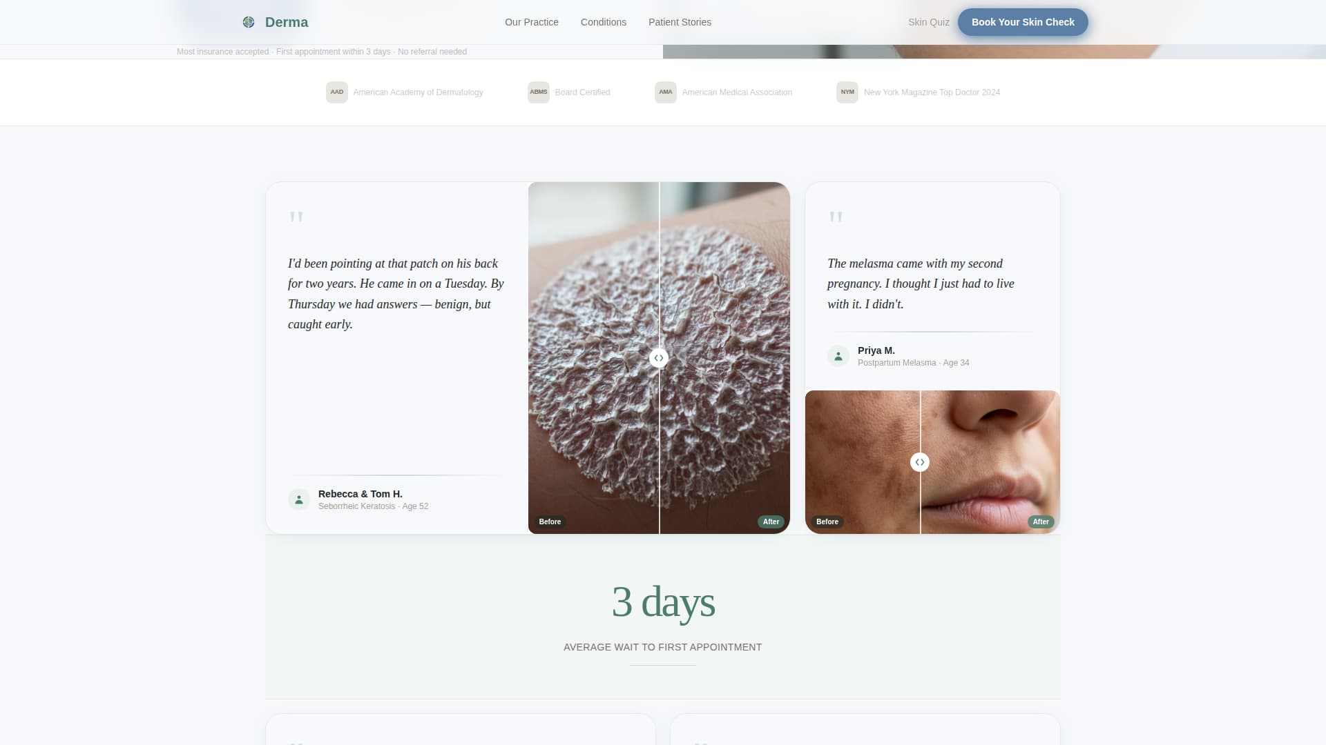 Dermatology & Skin Clinic Booking Website Template
