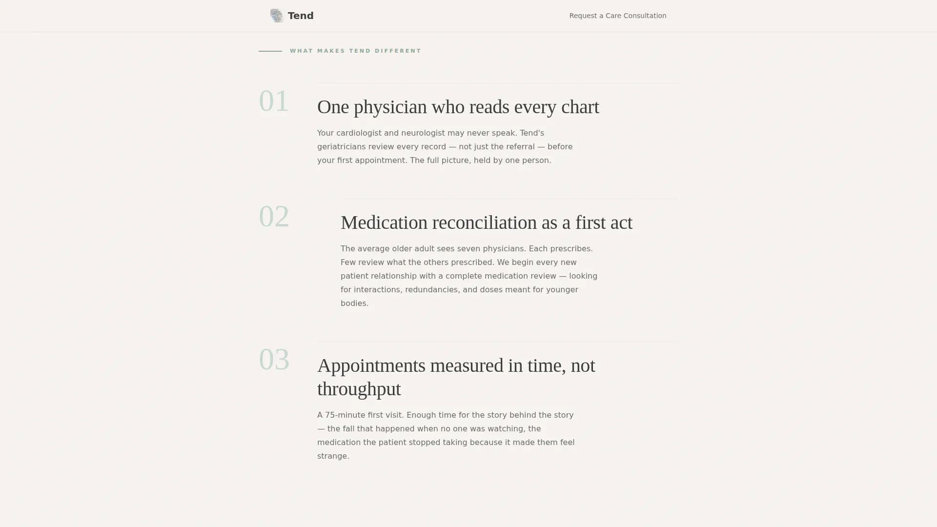 Tend - Geriatrics Clinic Landing Page Template