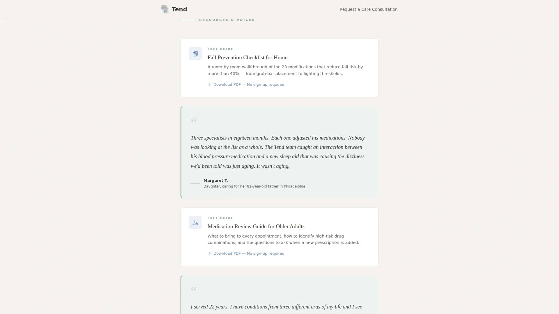 Tend - Geriatrics Clinic Landing Page Template