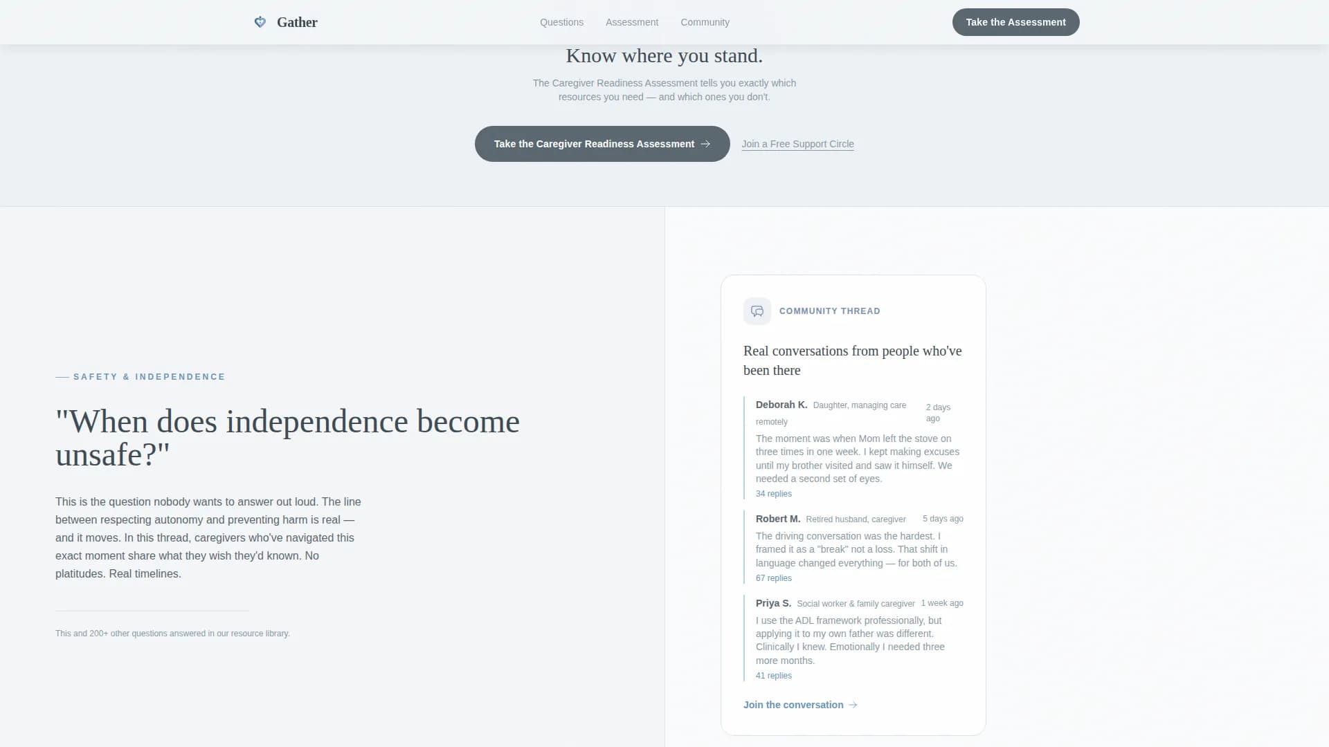 Gather - Support Community Landing Page Template