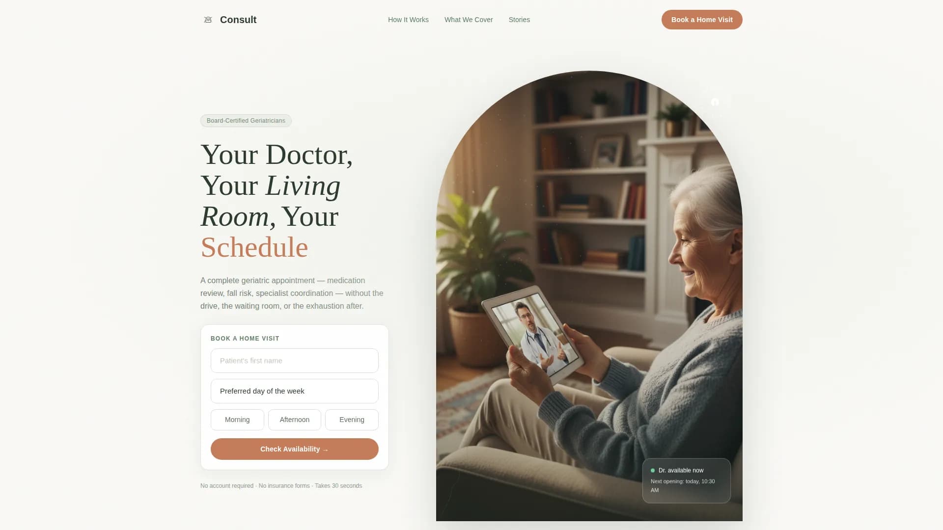 Visit - Geriatric Telehealth Landing Page Template