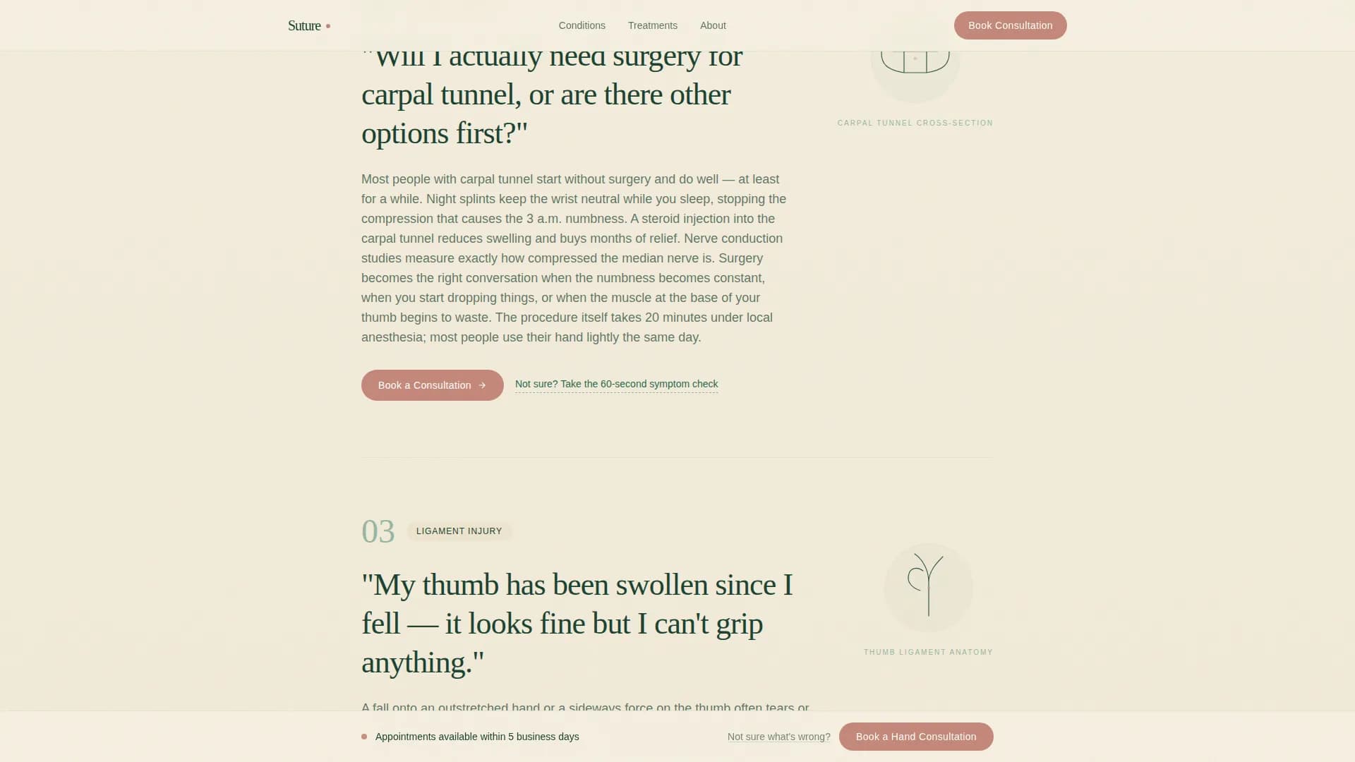 Suture - Hand Surgery Landing Page Template