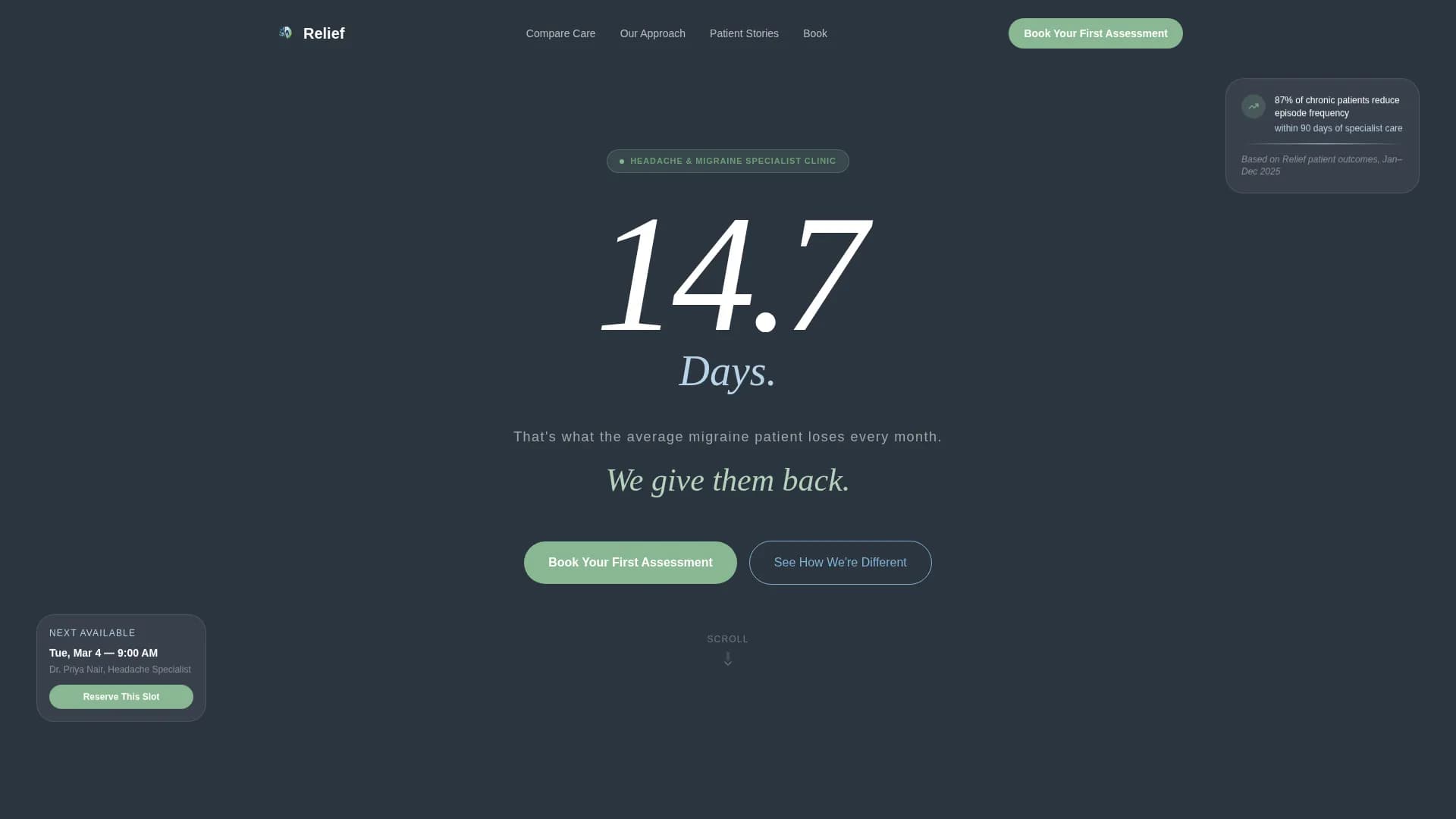 Relief - Headache Clinic Landing Page Template