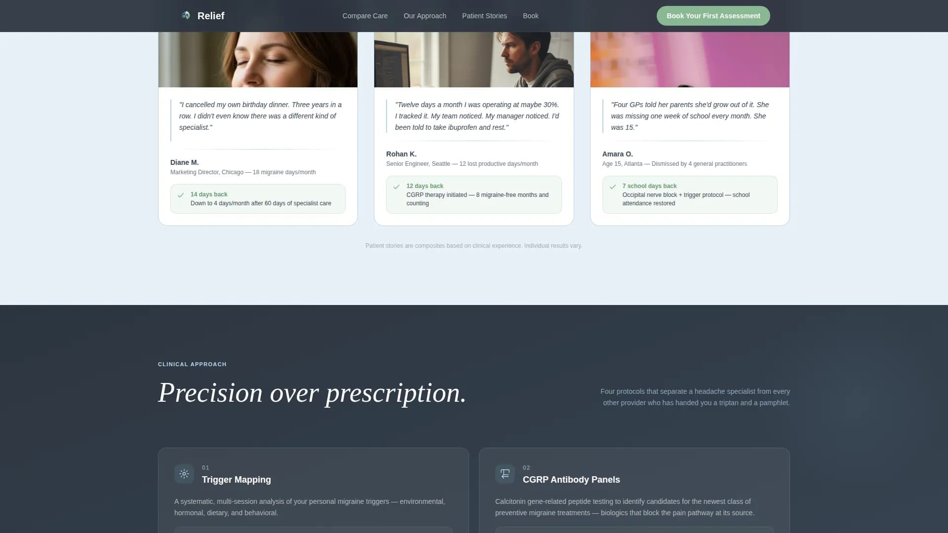 Relief - Headache Clinic Landing Page Template