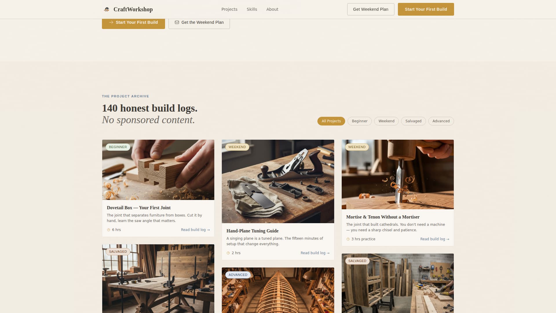 Craftwork - Inspiring Woodworking Landing Page Template