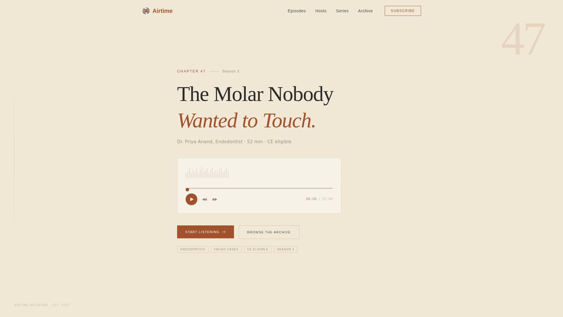 Airtime - Compelling Dentalpodcast Landing Page Template