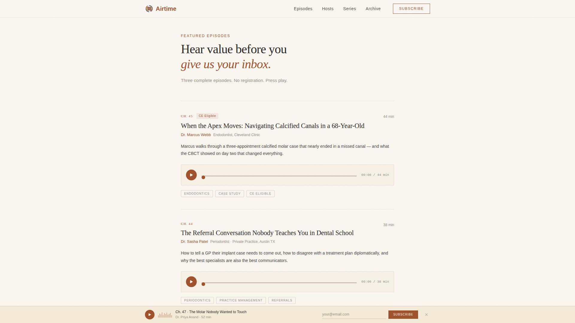 Airtime - Compelling Dentalpodcast Landing Page Template