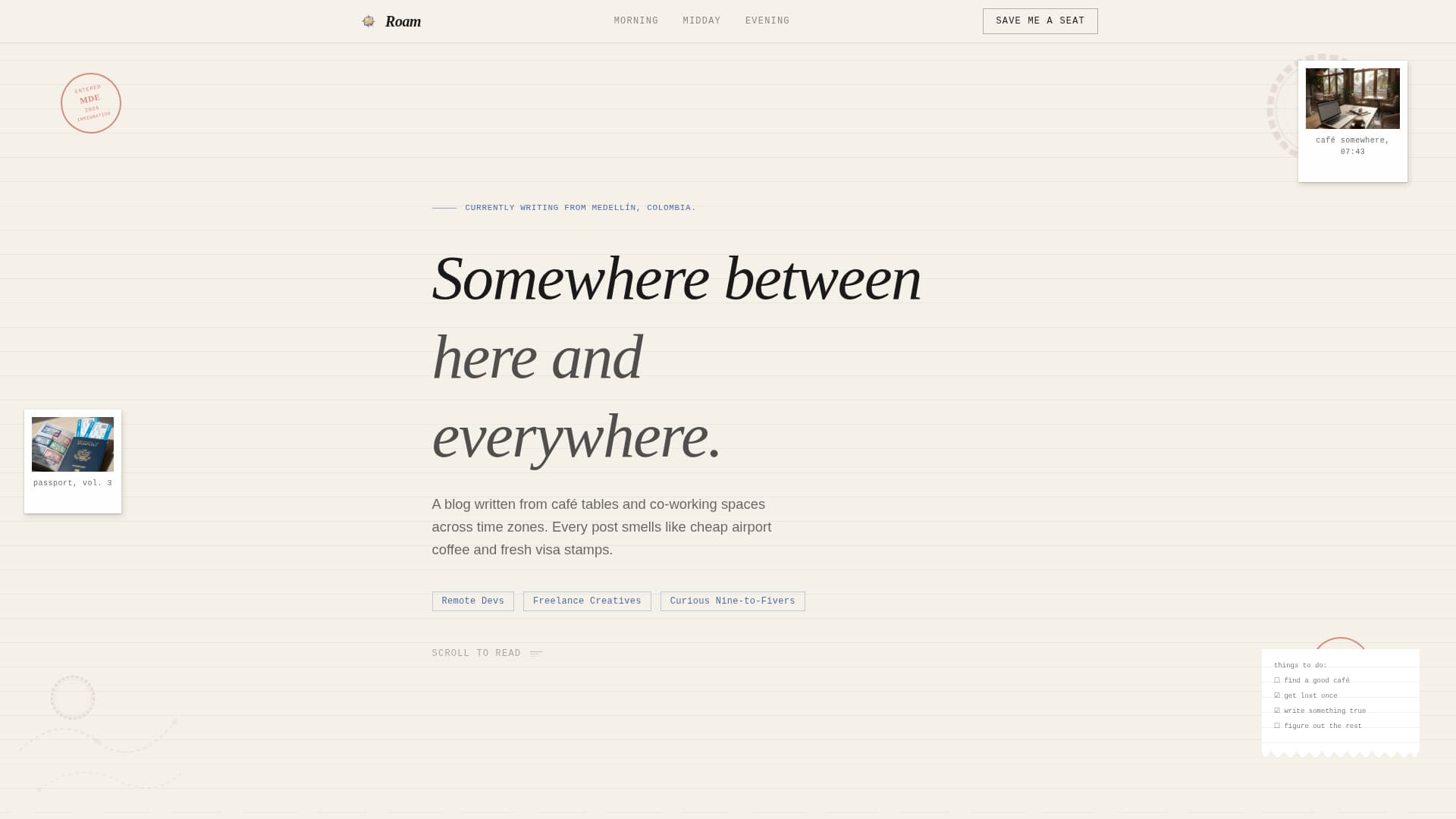 Roam - Wanderlust Nomad Landing Page Template