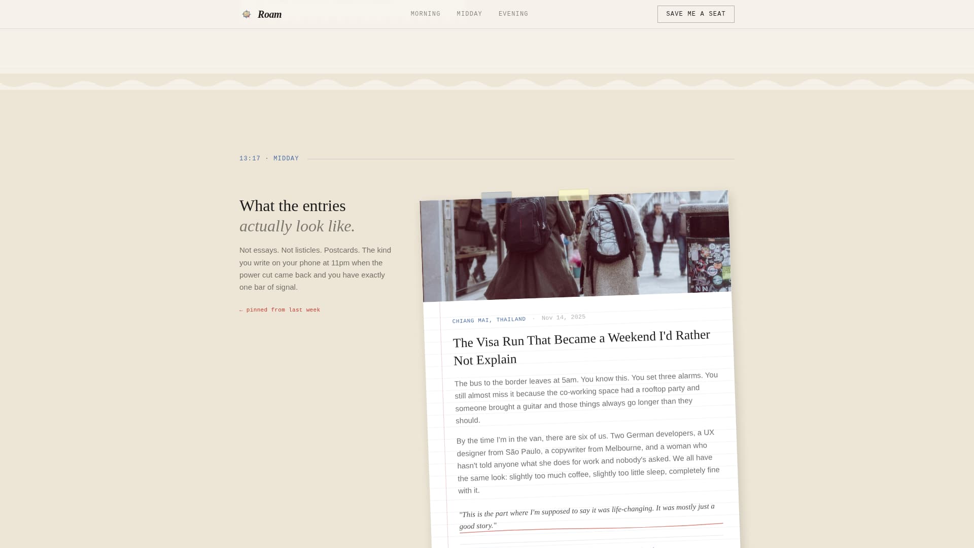 Roam - Wanderlust Nomad Landing Page Template