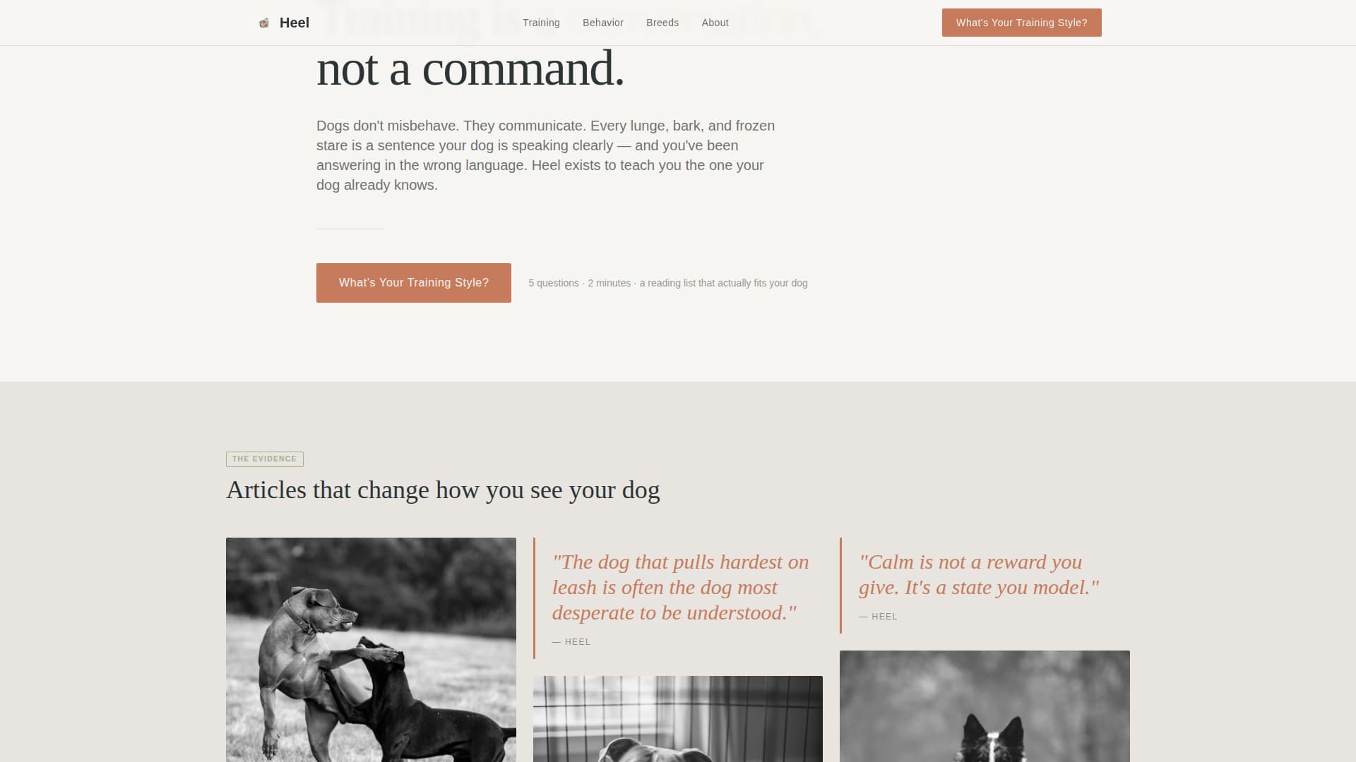 Heel - Authoritative Dogtraining Landing Page Template