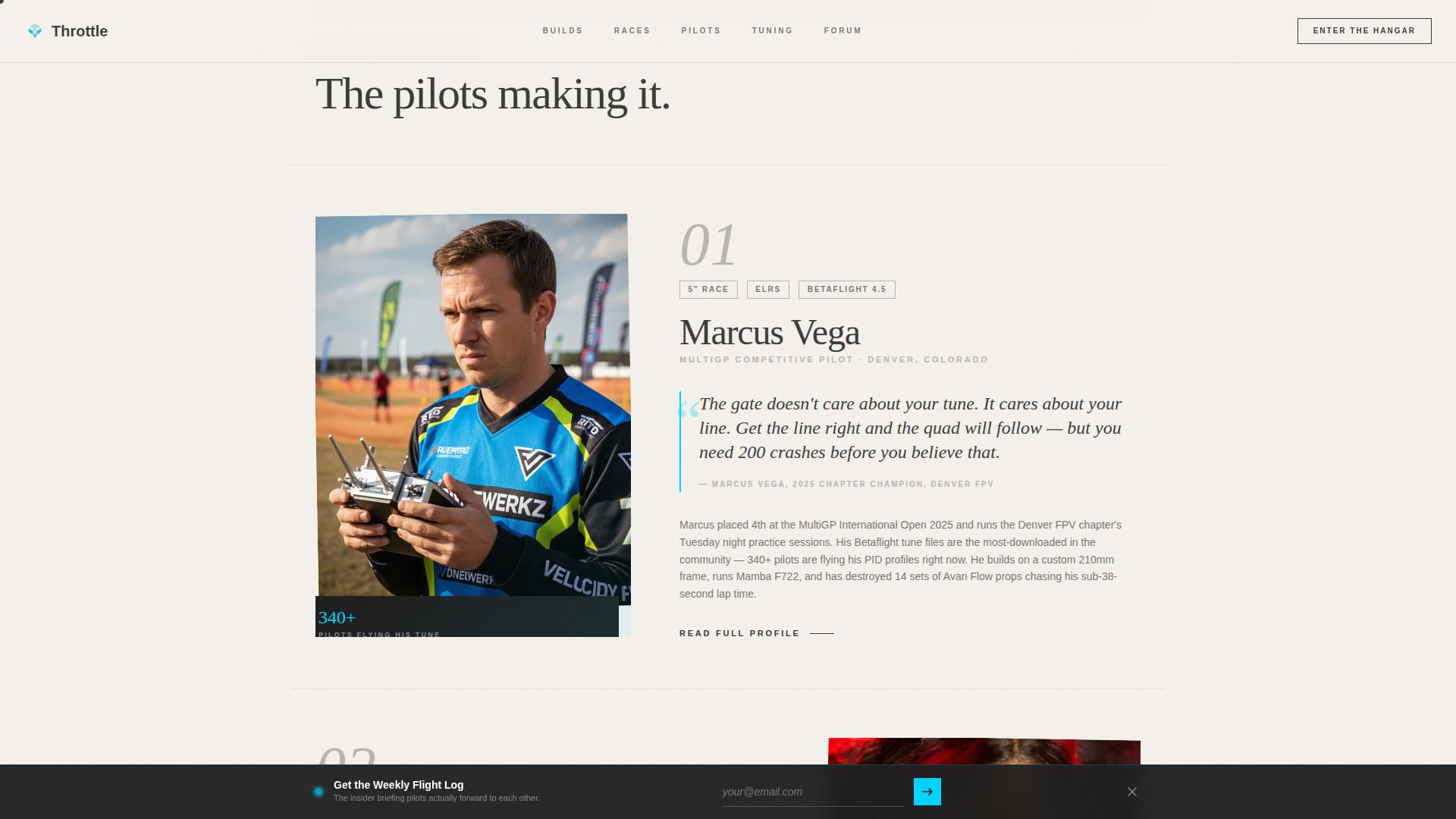 Throttle - Electric FPV Landing Page Template