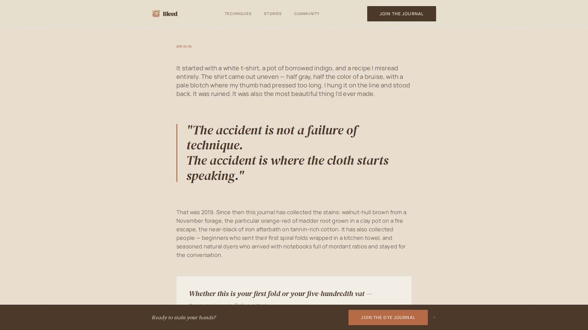 Bleed - Artisan Dyeing Landing Page Template
