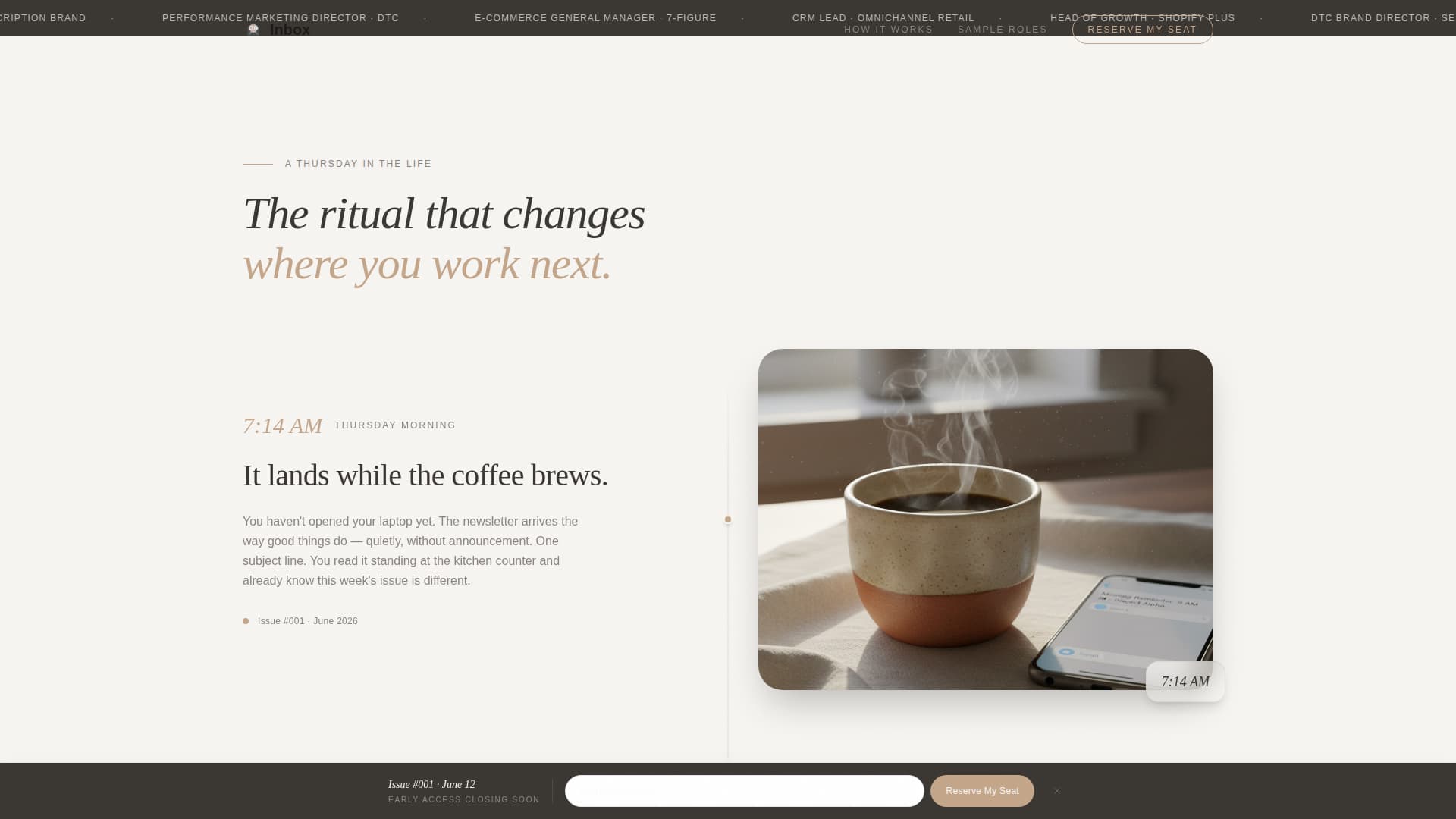 Inbox - Curated Ecommerce Landing Page Template