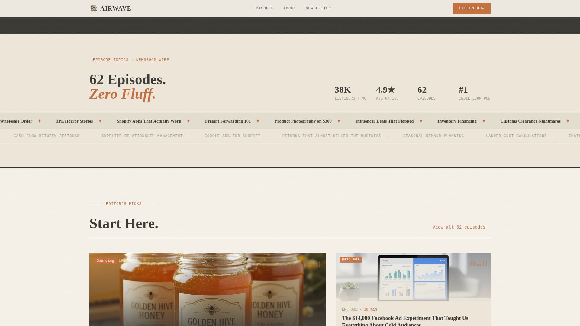 Airwave - Artisan Ecommerce Landing Page Template