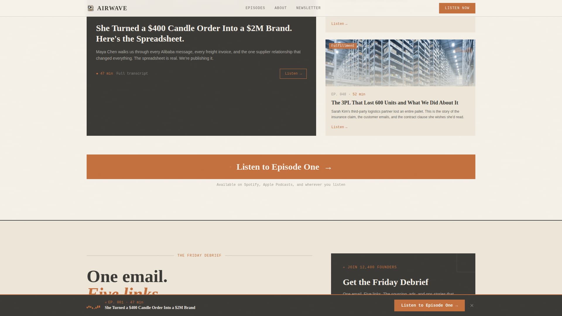 Airwave - Artisan Ecommerce Landing Page Template