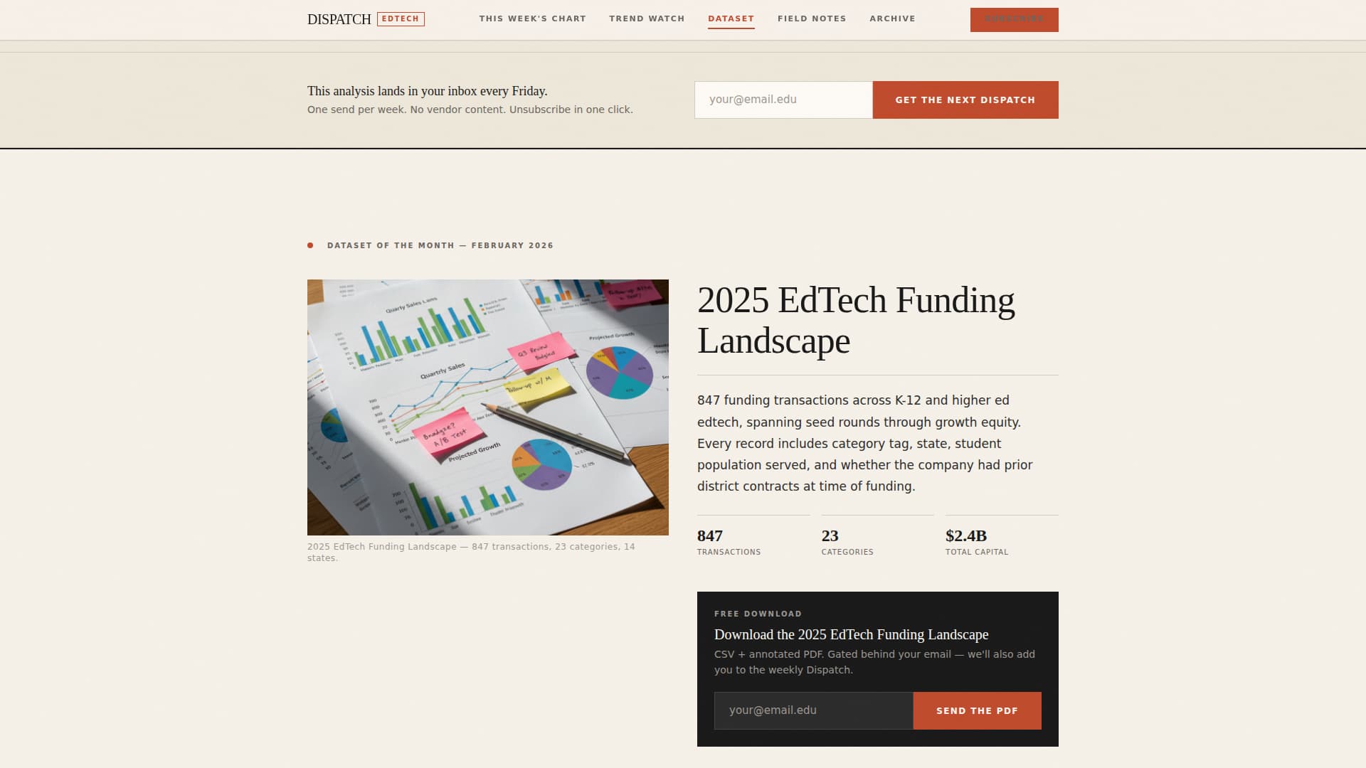 Dispatch - Curated Edtech Landing Page Template