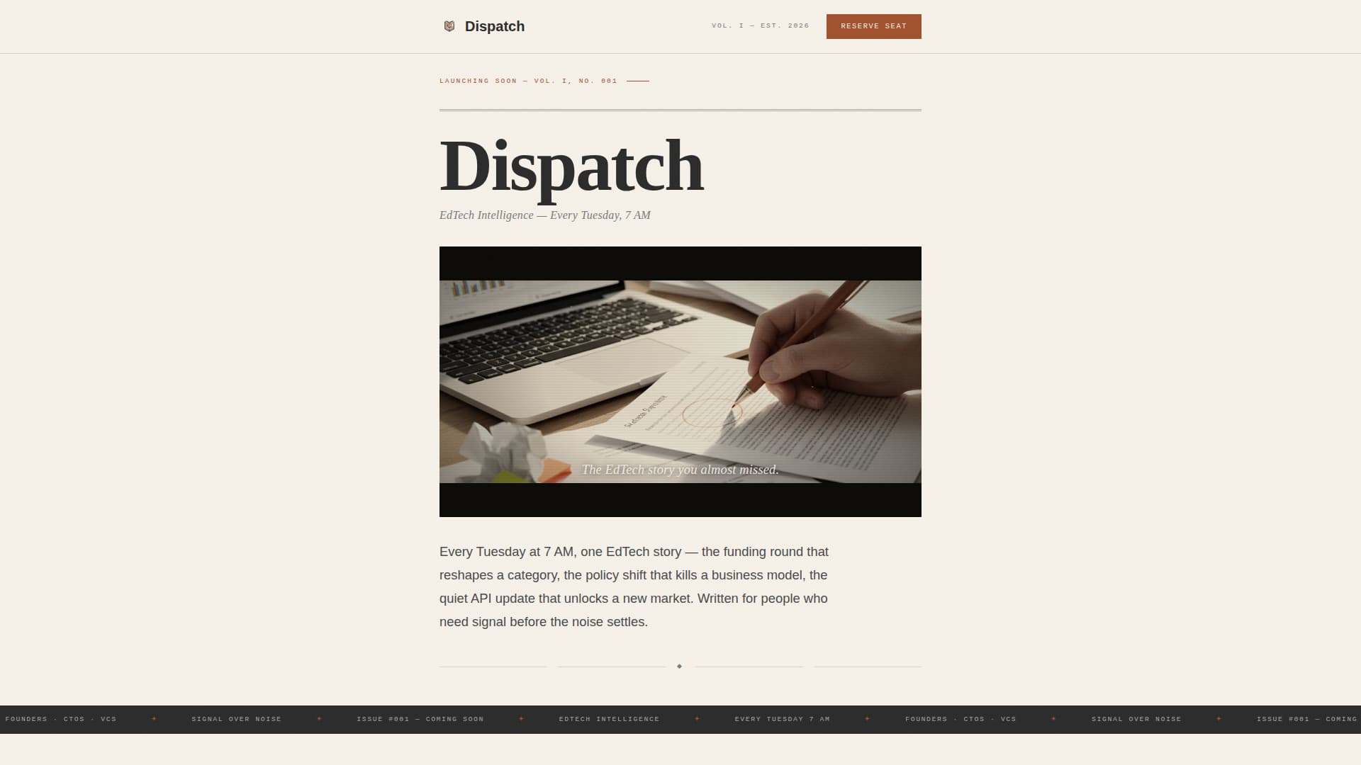 Dispatch - Authoritative Edtech Landing Page Template