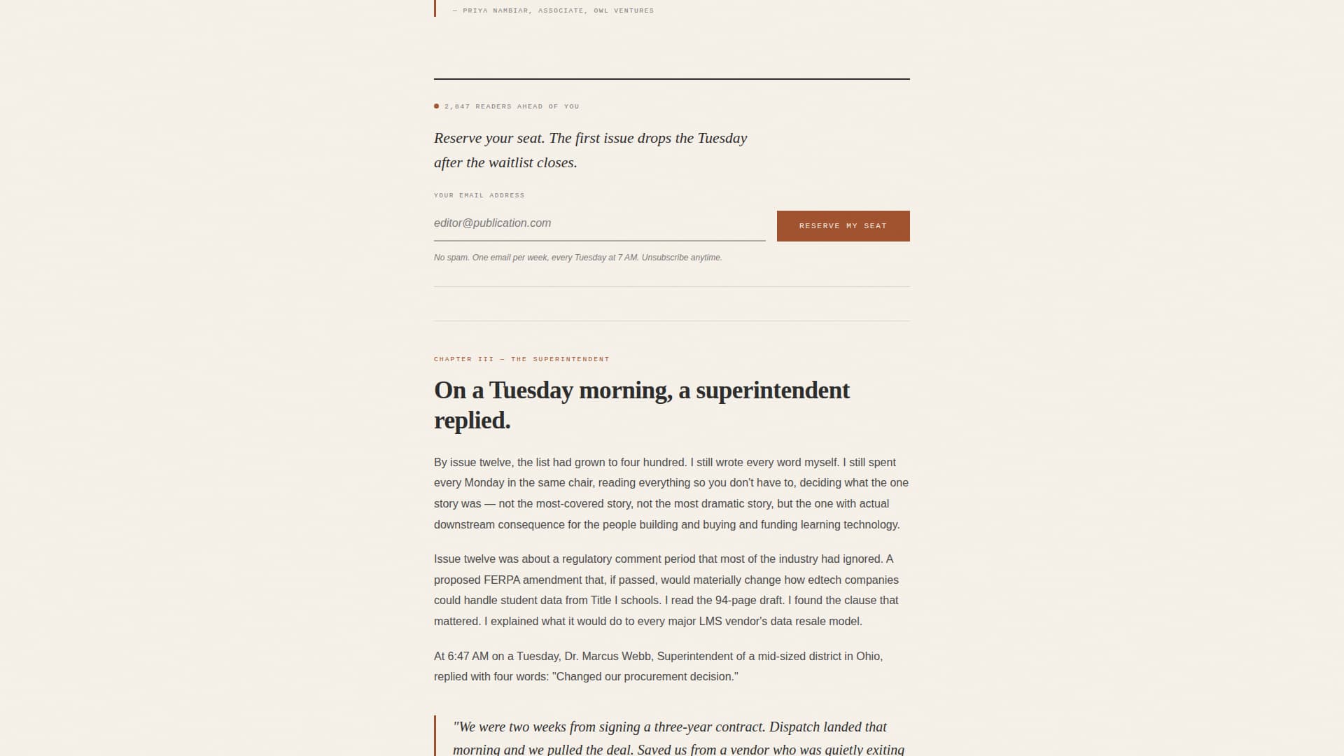 Dispatch - Authoritative Edtech Landing Page Template