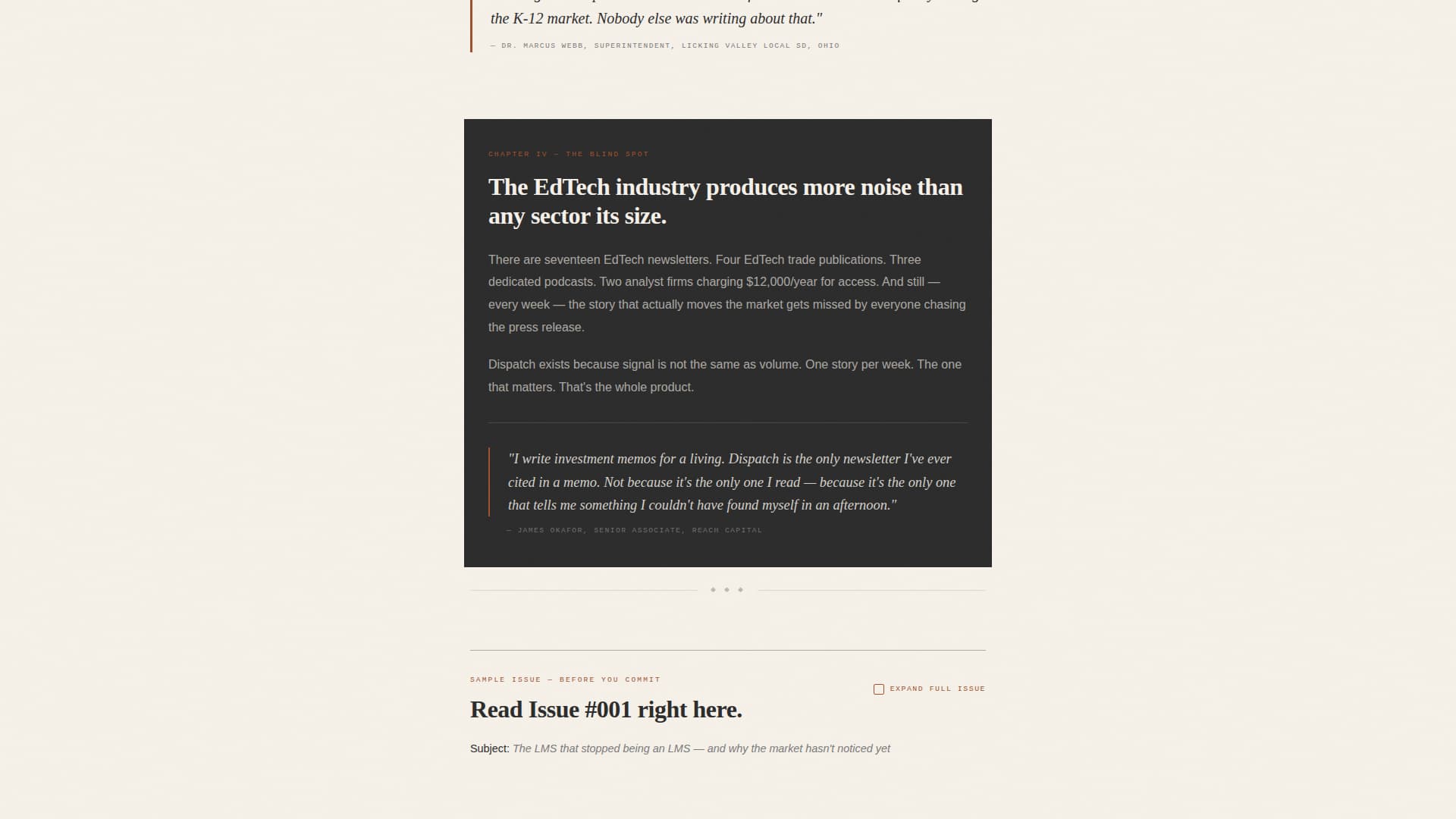 Dispatch - Authoritative Edtech Landing Page Template