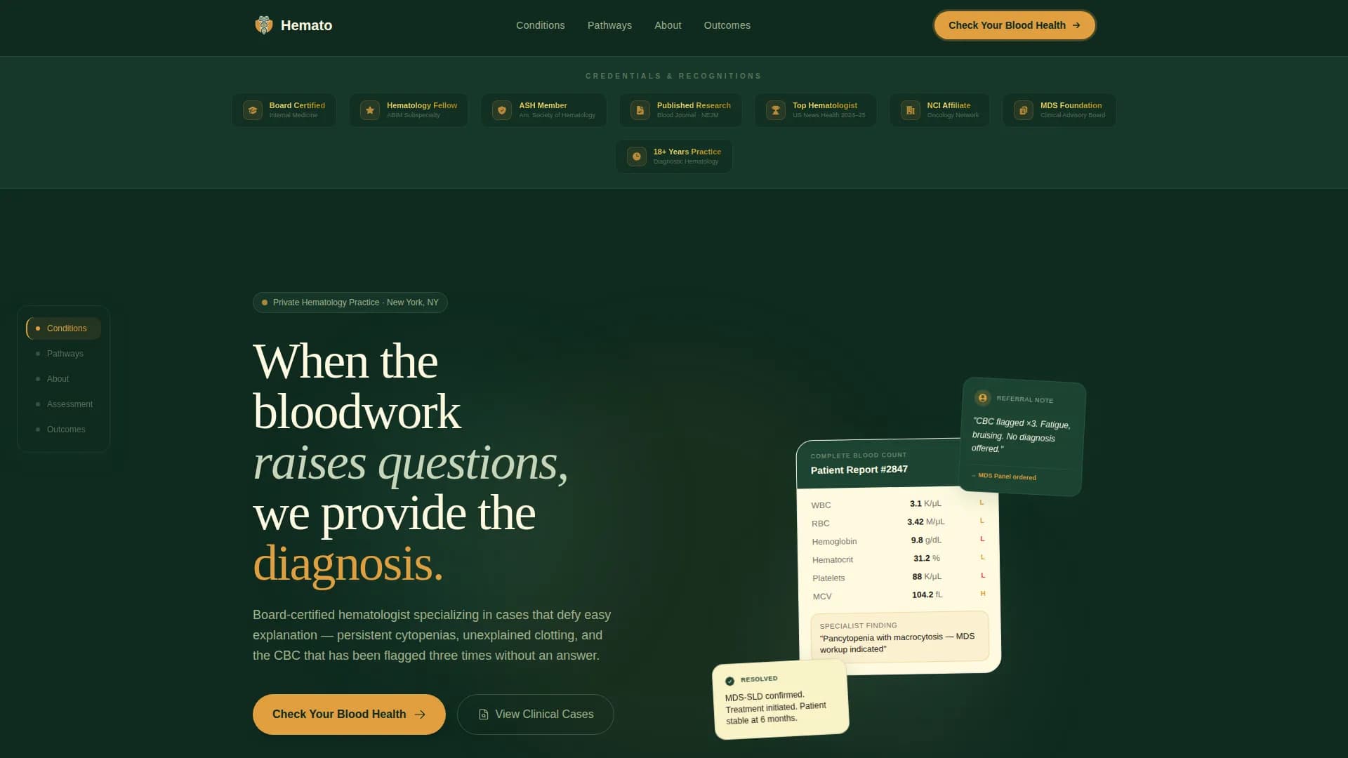 Hemato - Hematology Clinic Landing Page Template
