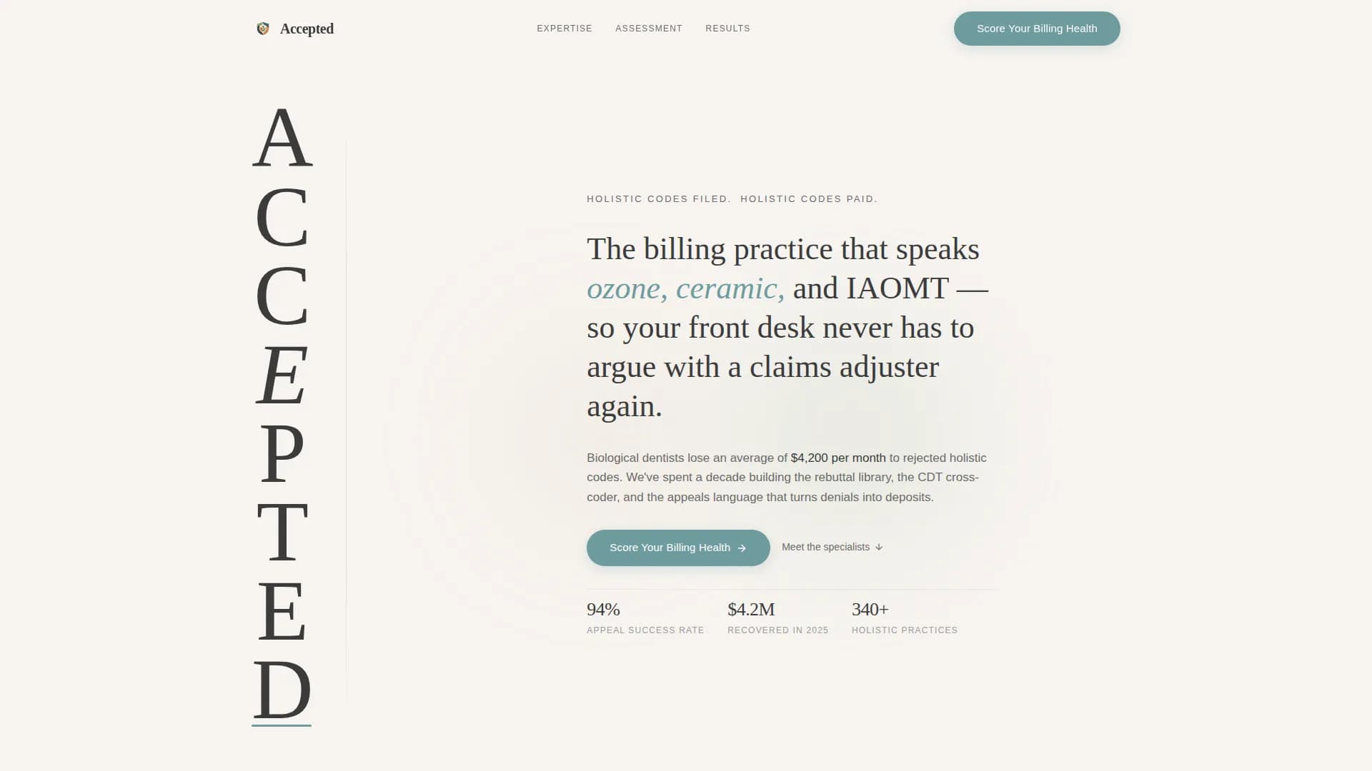 Harmony - Dental Billing Landing page Template