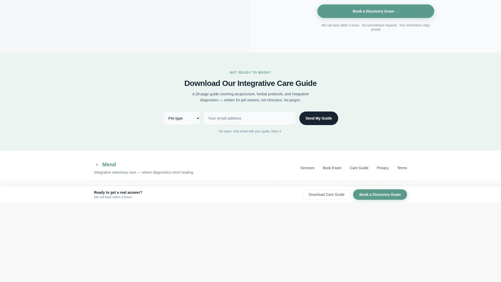 Mend - Holistic Veterinary Landing Page Template