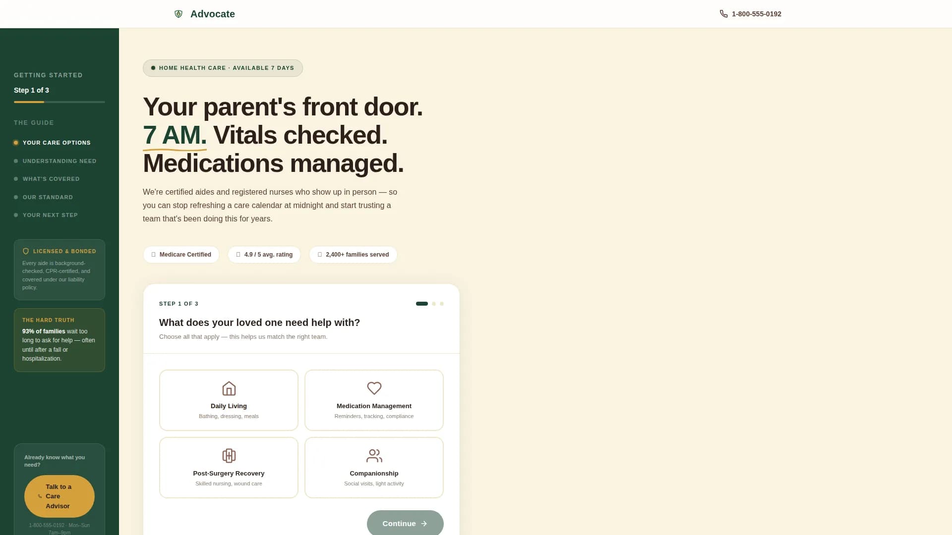 Advocate - Home Care Services Landing Page Template