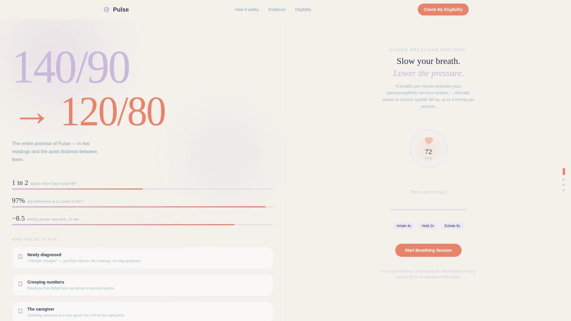 Pulse - Hypertension Digital Therapy Landing Page Template
