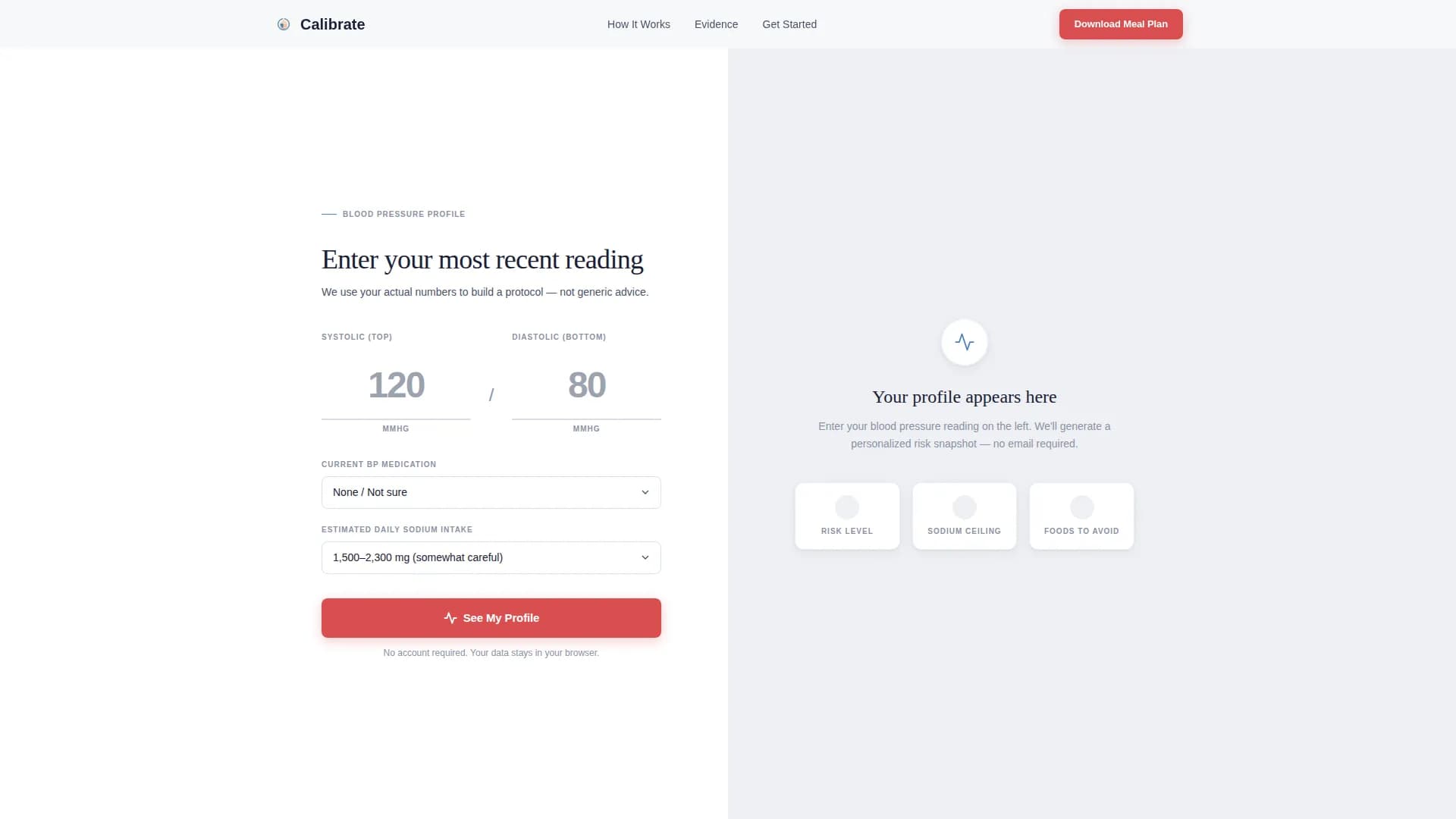 Calibrate - Hypertension Nutrition Landing Page Template